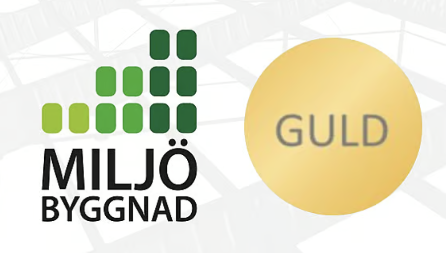 Miljöbyggnads logotyp med betyget GULD